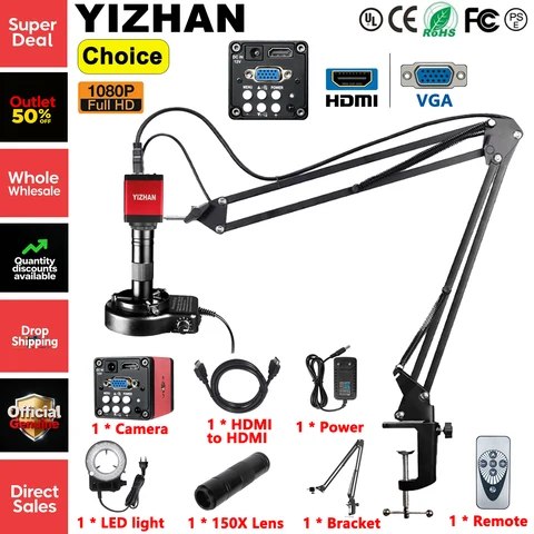 Промышленный цифровой микроскоп YIZHAN с HDMI 150x