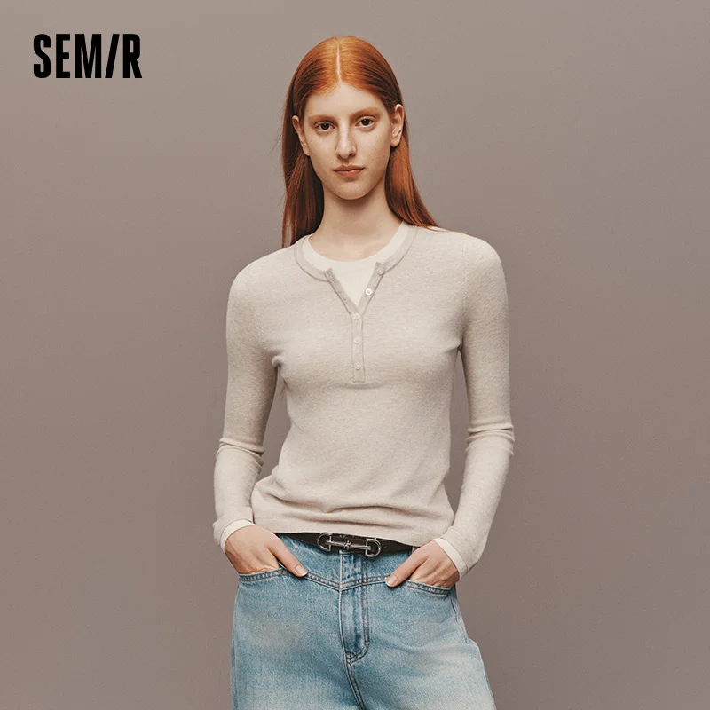 Женский теплый вязаный свитер Semir с имитацией многослойности
