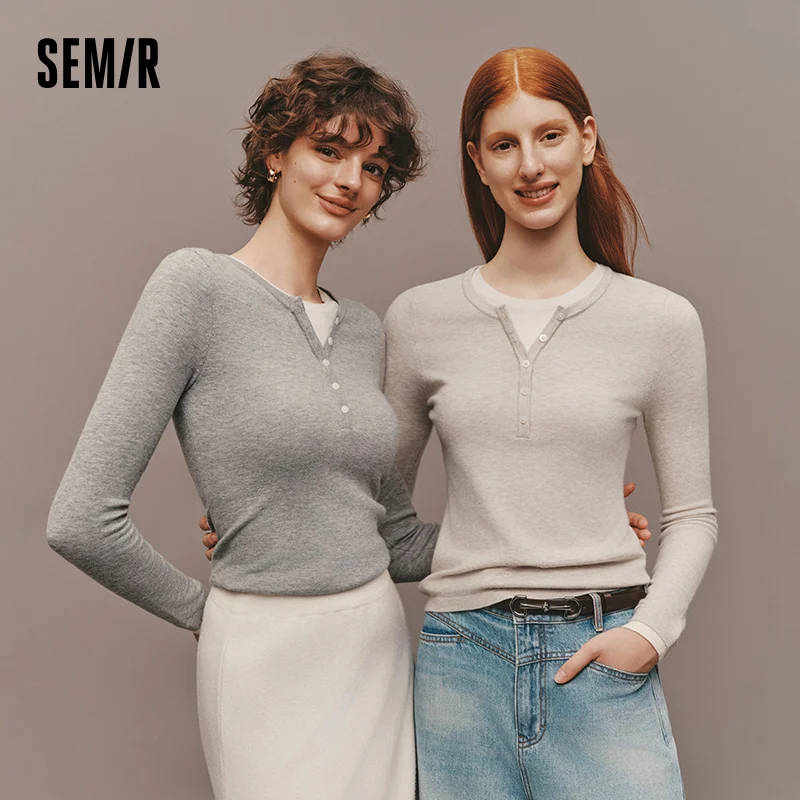 Миниатюра Женский теплый вязаный свитер Semir с имитацией многослойности
