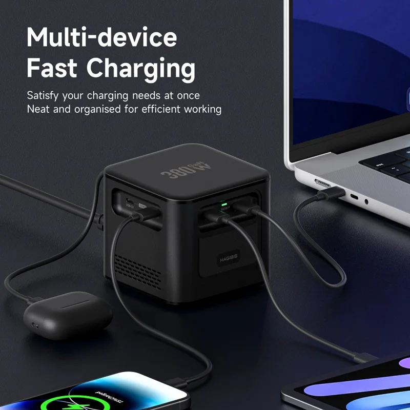 Зарядное Устройство Hagibis 380W USB C С Двумя Портами Быстрой Зарядки, 8 Портов, GaN Type C PD 3.1, Станция Для MacBook, iPhone