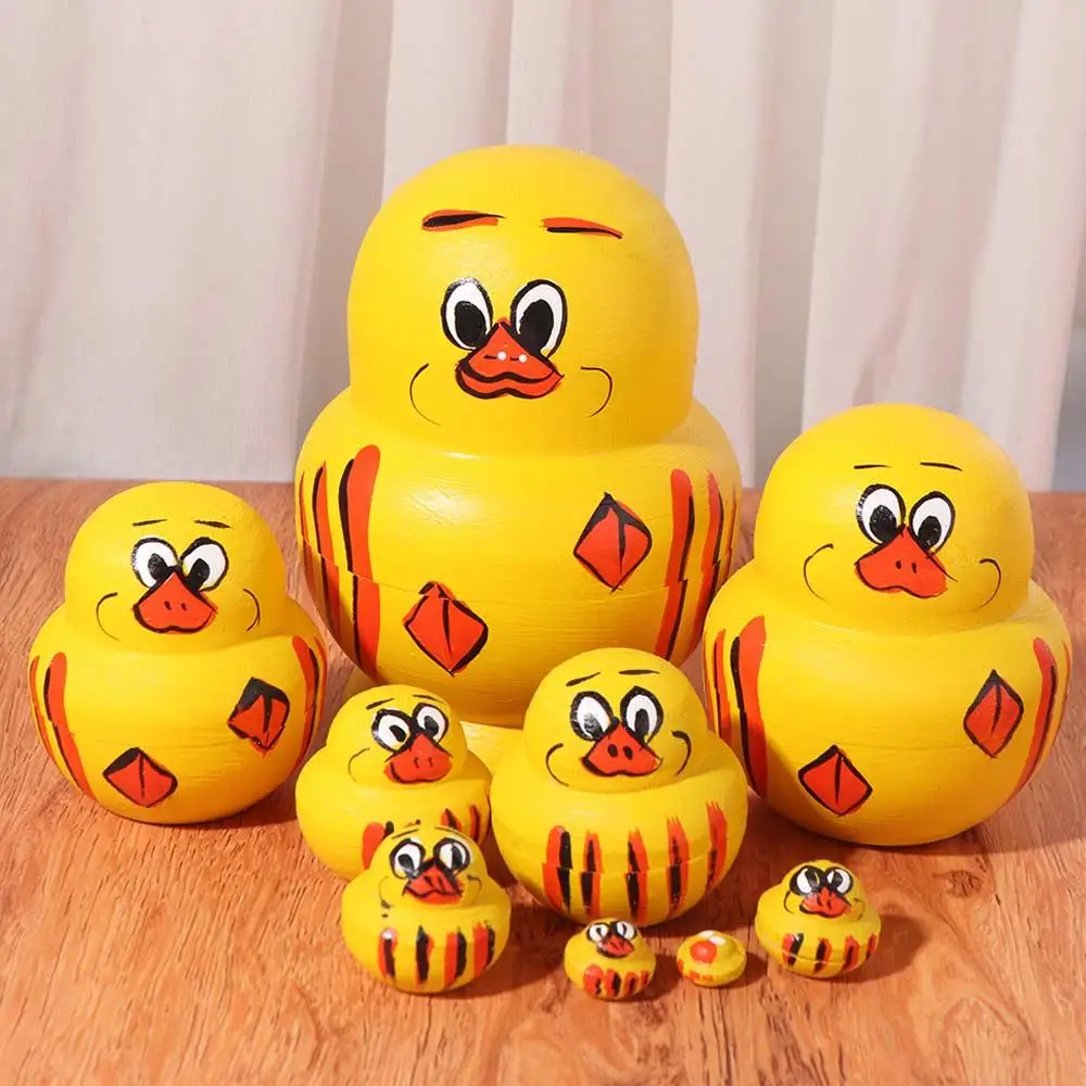 Матрешка деревянная с животными, 10 фигурок