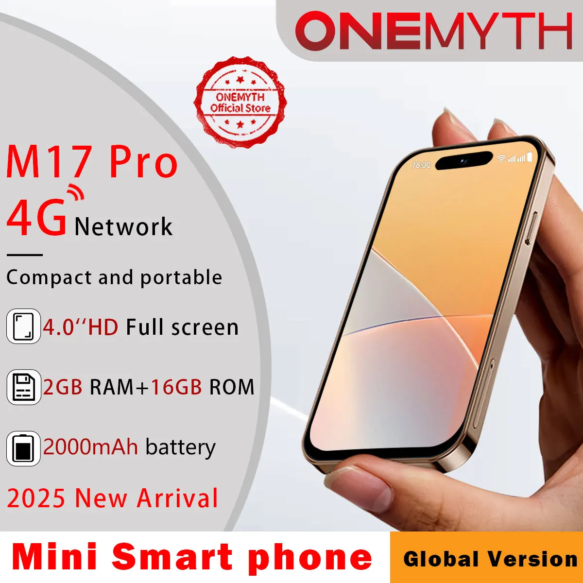 Миниатюра Мини-смартфон ONEMYTH M17 Pro 4G, две SIM, Android 12