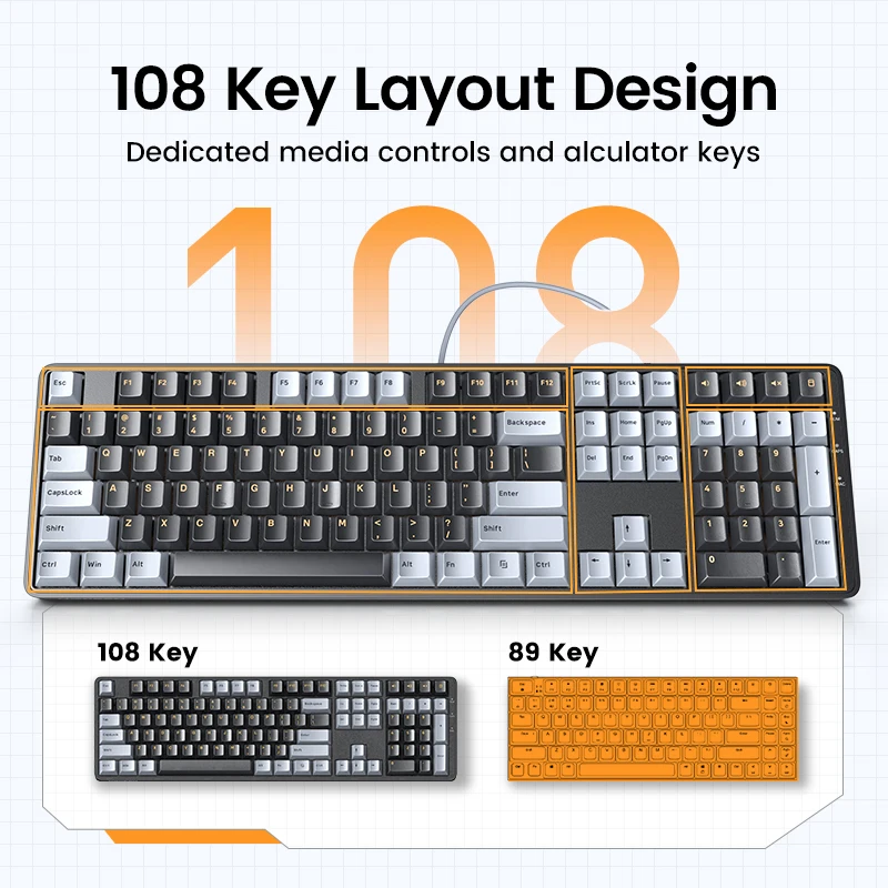 Механическая клавиатура UGREEN, 108 клавиш, PBT