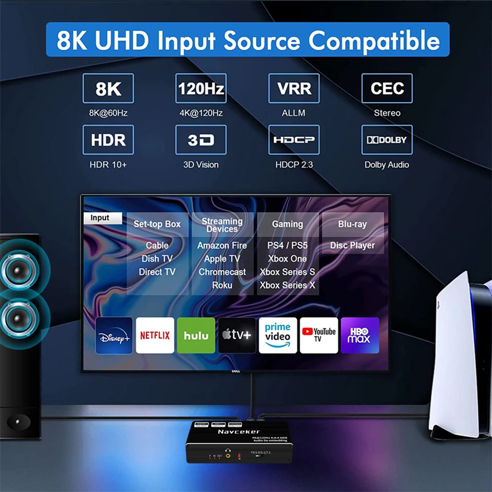Миниатюра Аудиоэкстрактор HDMI Navceker, 4K 120 Гц
