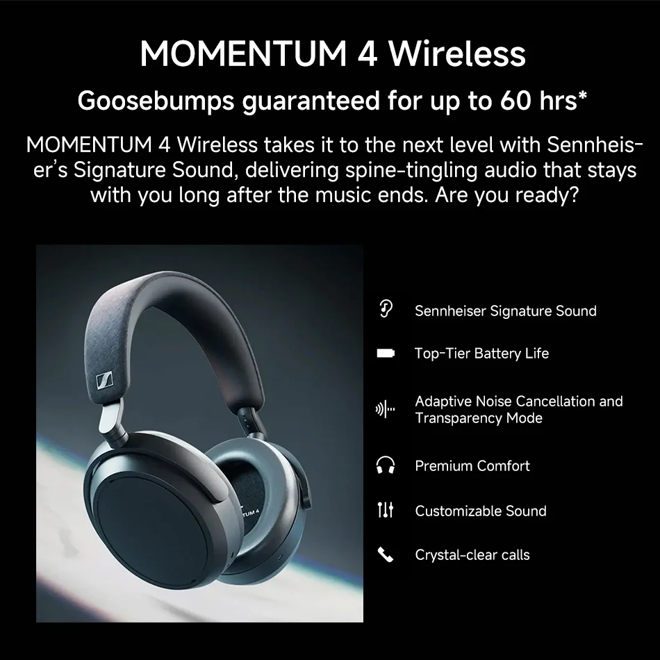 Миниатюра Беспроводные наушники Sennheiser Momentum 4 с шумоподавлением
