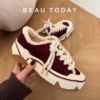 Миниатюра Зимние кроссовки BEAUTODAY на меху, замша и канвас