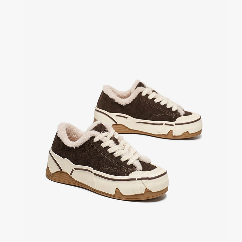 Миниатюра Зимние кроссовки BEAUTODAY на меху, замша и канвас