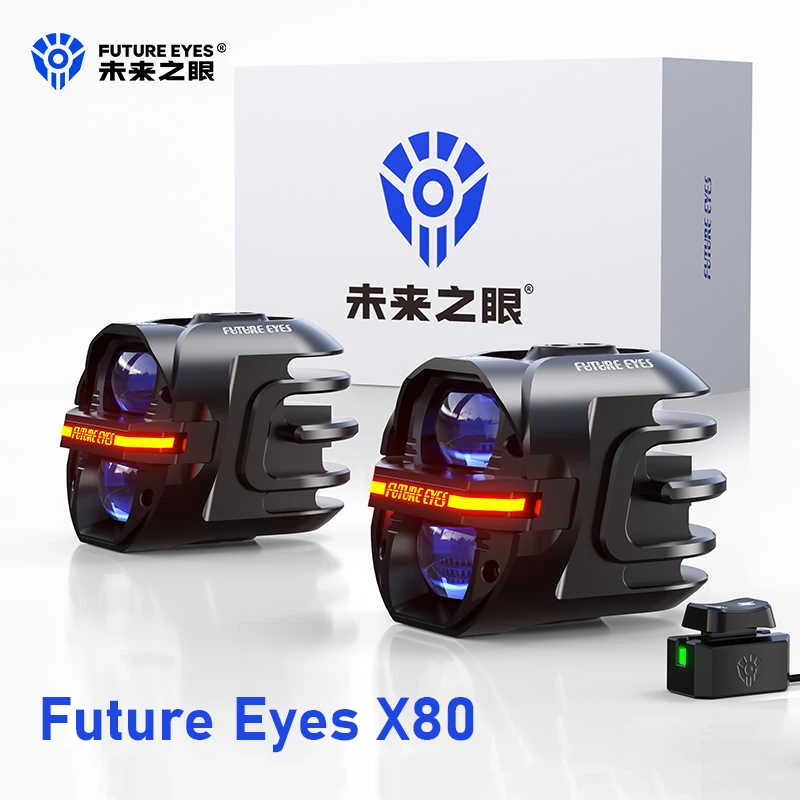 Миниатюра Мотоциклетный прожектор Future Eyes X80, дальний/ближний, 2 шт