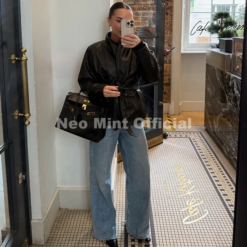 Женское пальто из экокожи Neo Mint, черное