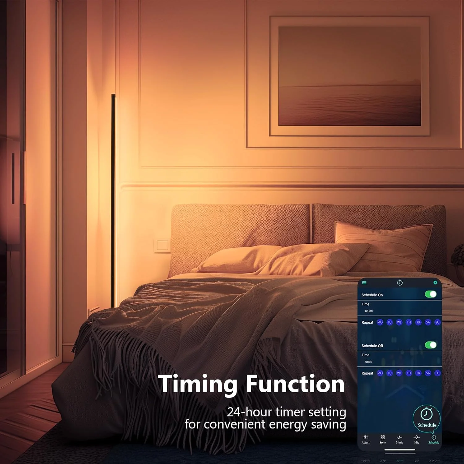 Умный угловой торшер RGB с синхронизацией под музыку