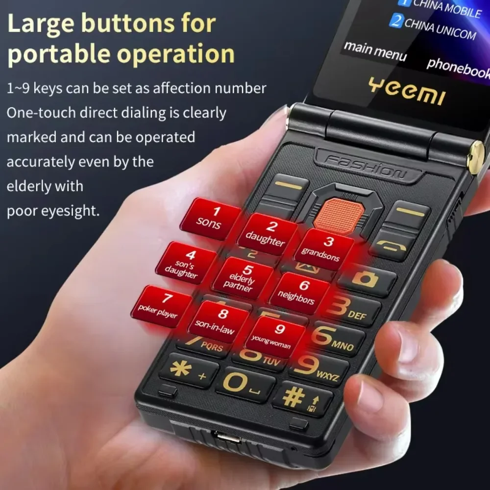 Миниатюра Кнопочный телефон-раскладушка YeeMI M7+, 6800 мАч, SOS