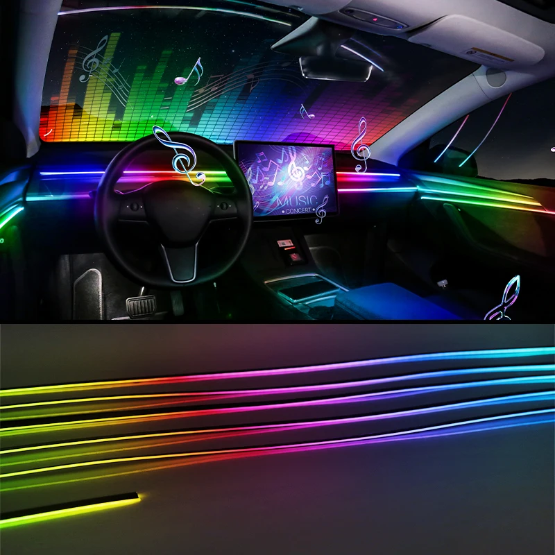 Скрытая RGB-подсветка салона автомобиля, 64 цвета