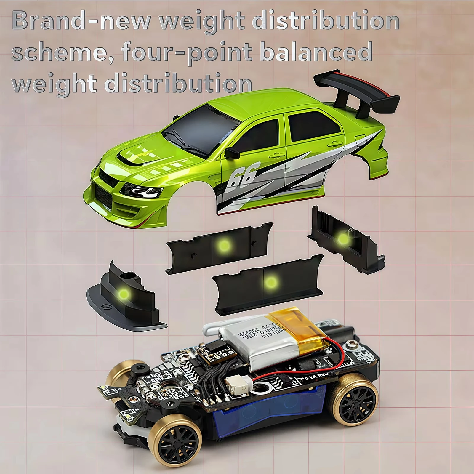 Миниатюра Радиоуправляемая машинка Turbo Racing C66, масштаб 1:76