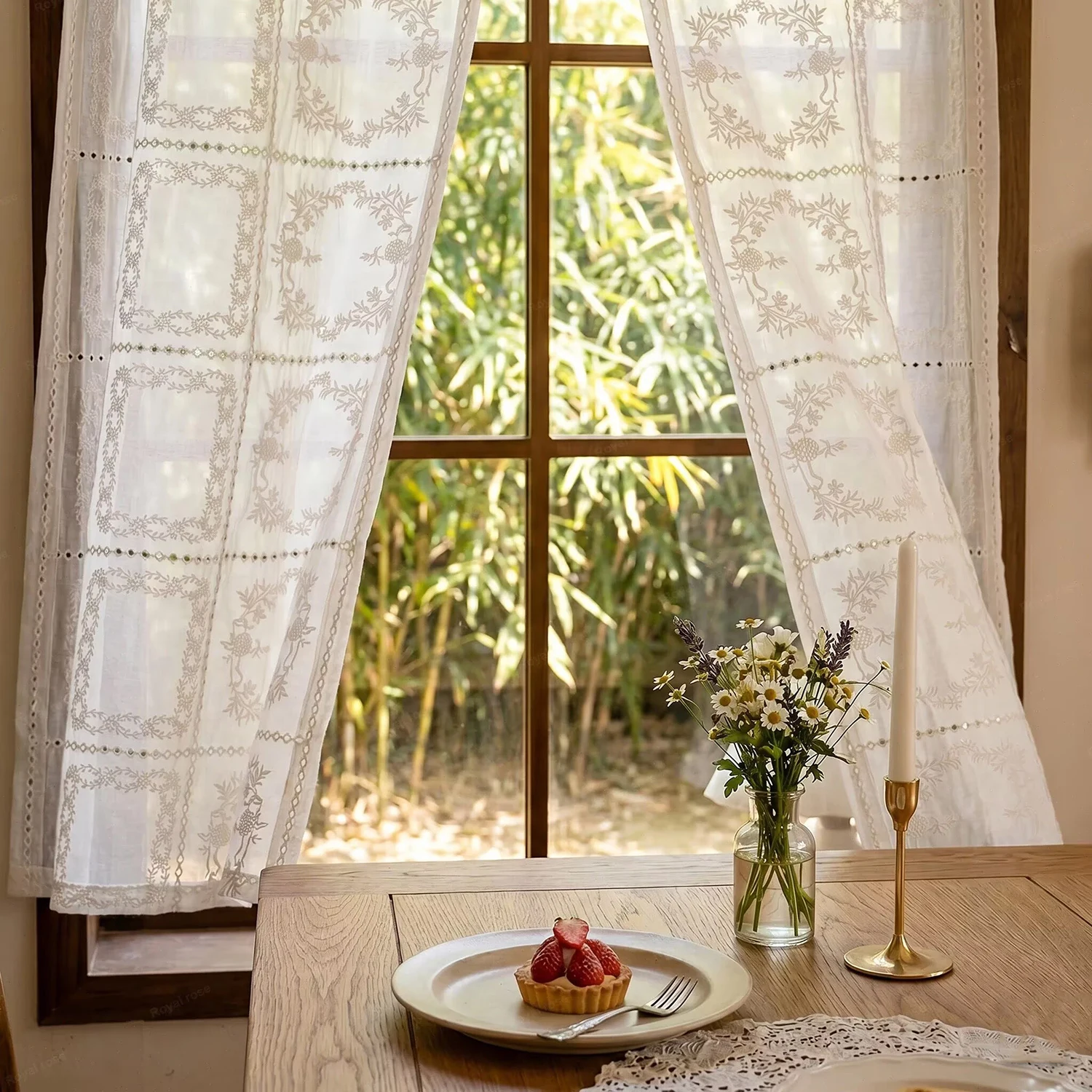 Миниатюра Французские шторы из шифона с вышивкой WPKIRA, 1 шт.