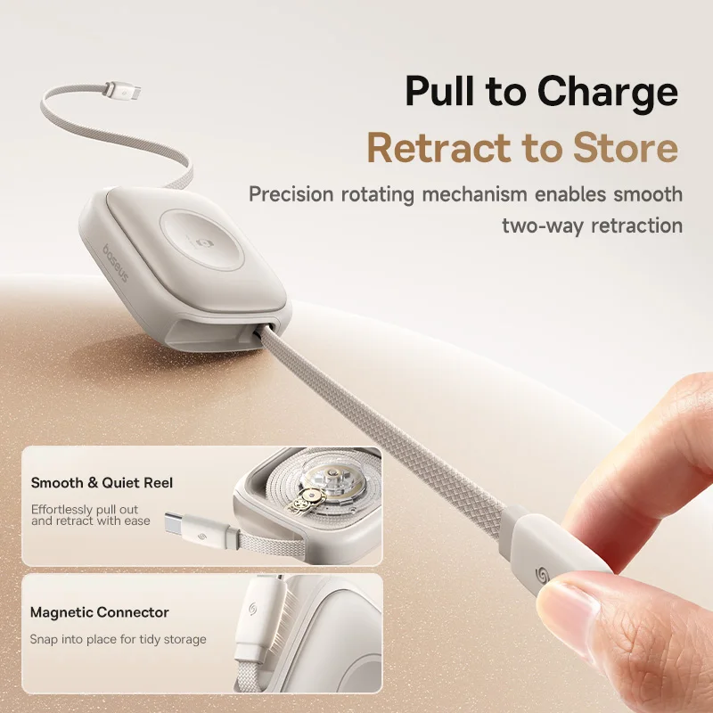 Миниатюра Кабель Baseus USB-C 100 Вт, выдвижной, PD/QC