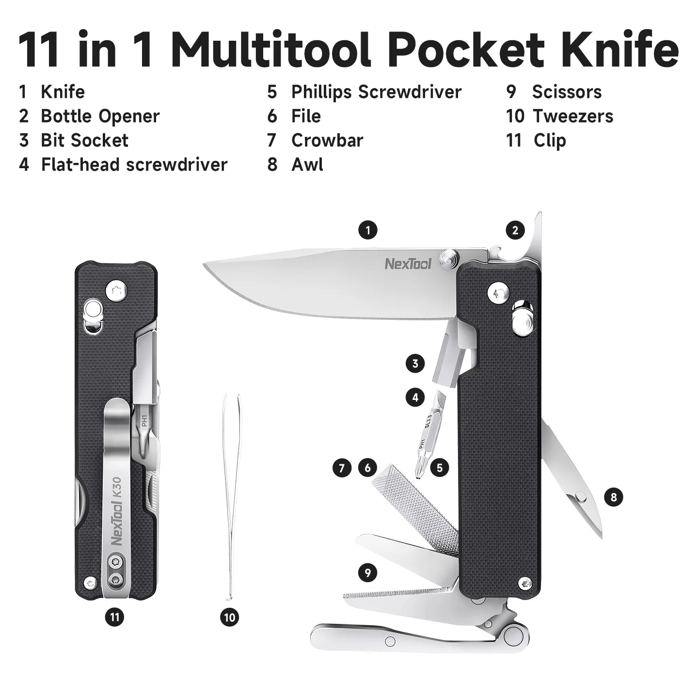 Мультитул NexTool Knight K30, 11 в 1