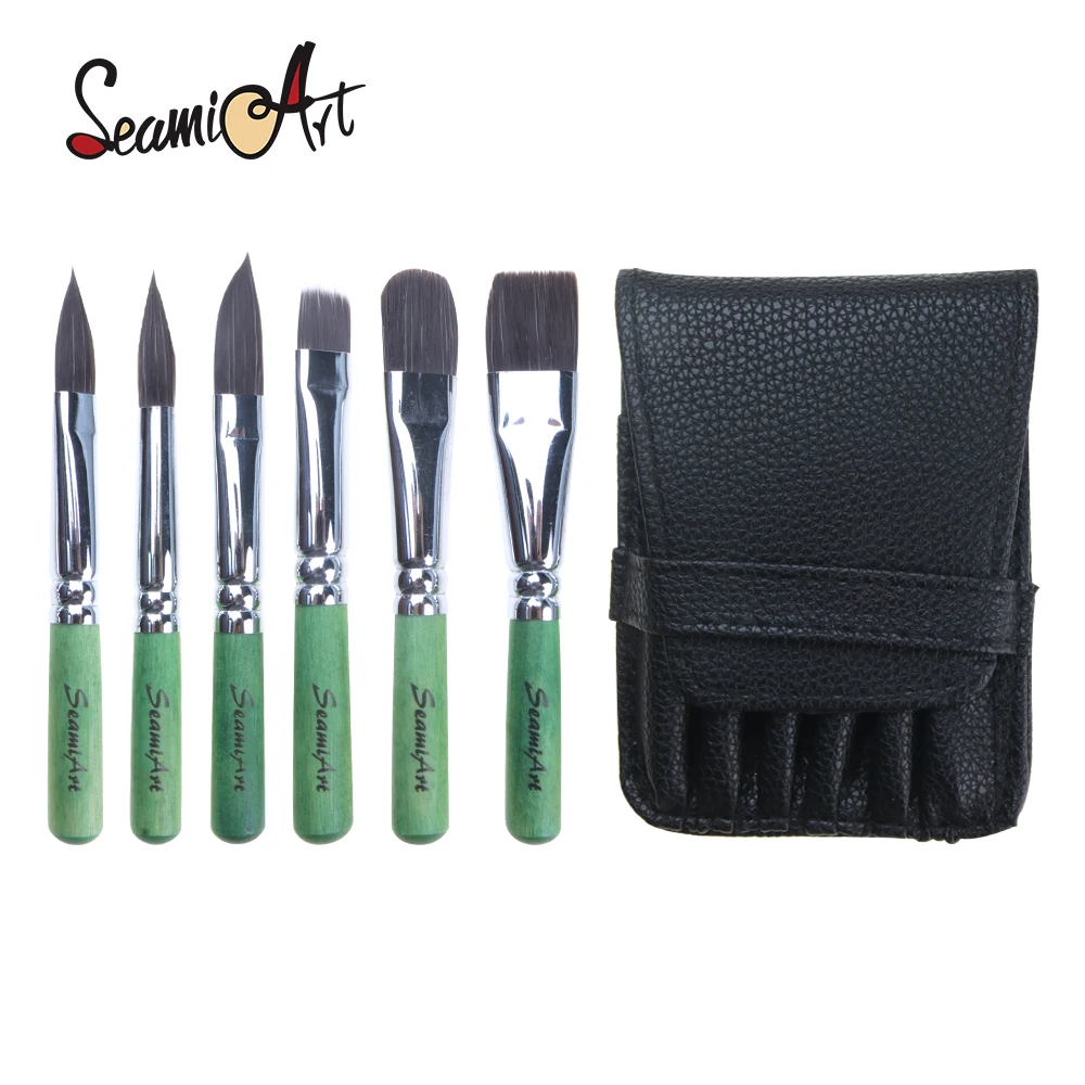 Миниатюра Кисти SeamiArt для акварели и гуаши, 6 шт., нейлон