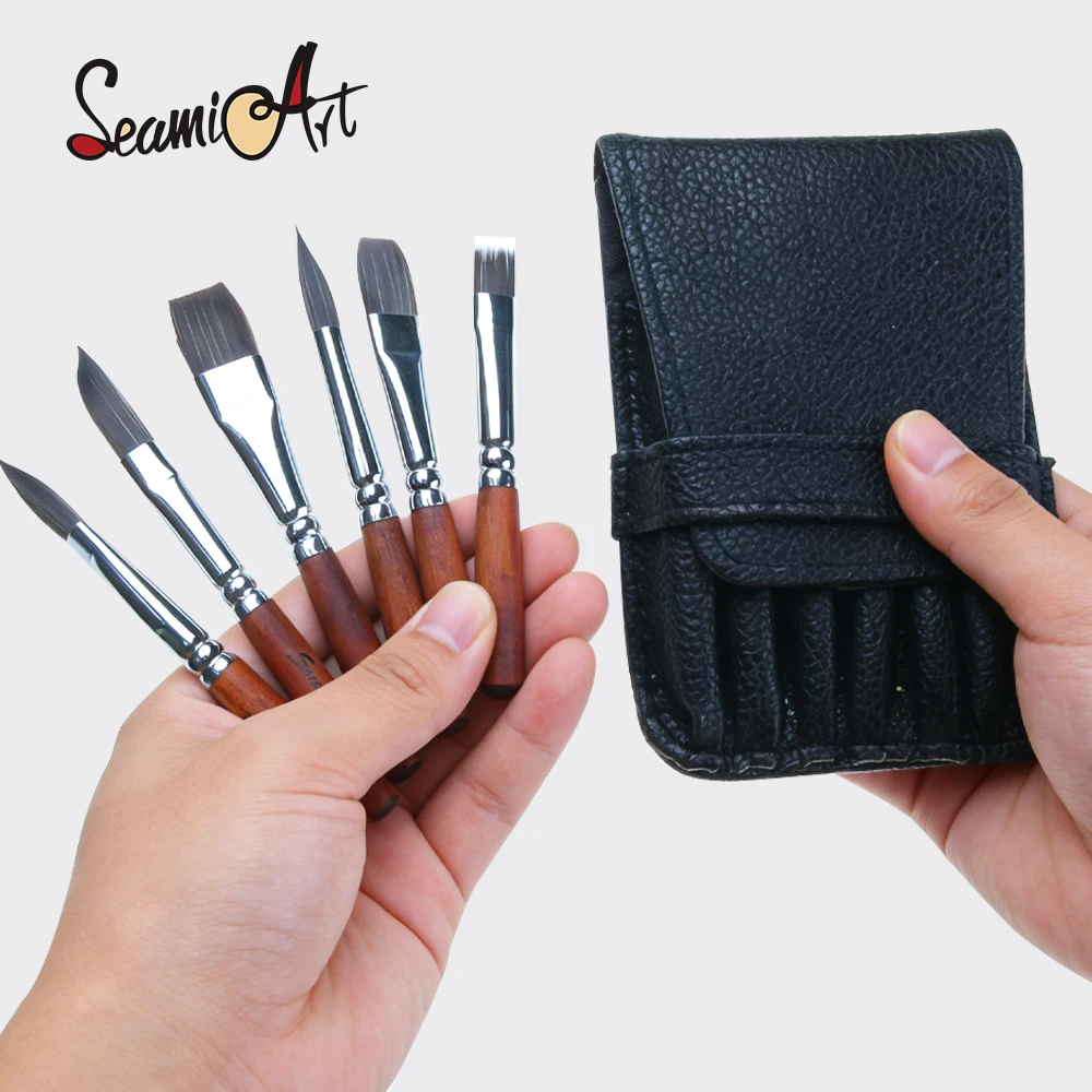 Кисти SeamiArt для акварели и гуаши, 6 шт., нейлон