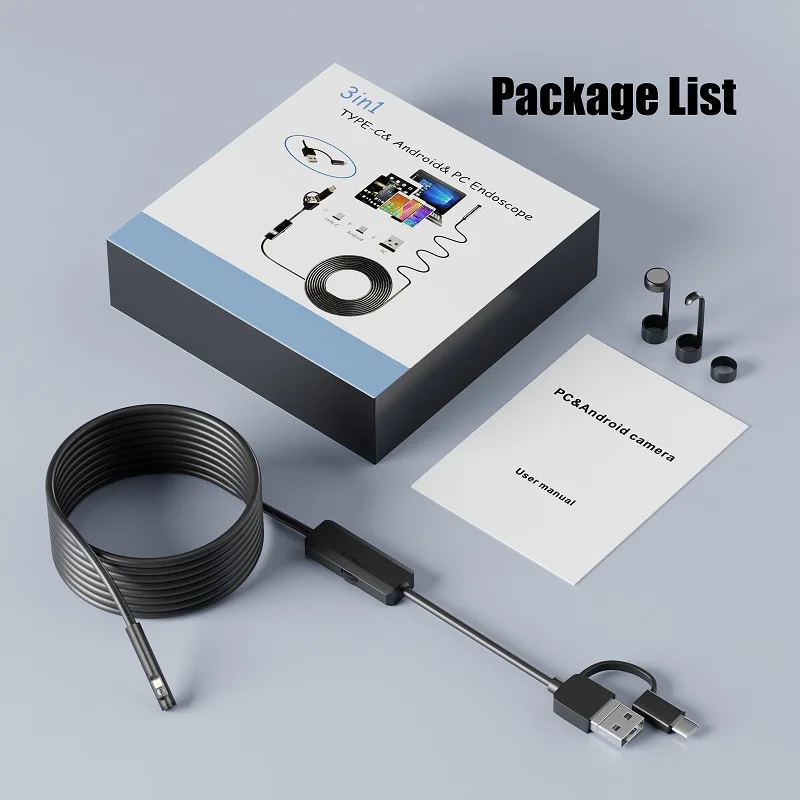 Эндоскоп USB 5,5 мм, двойная камера 1080P, для Android