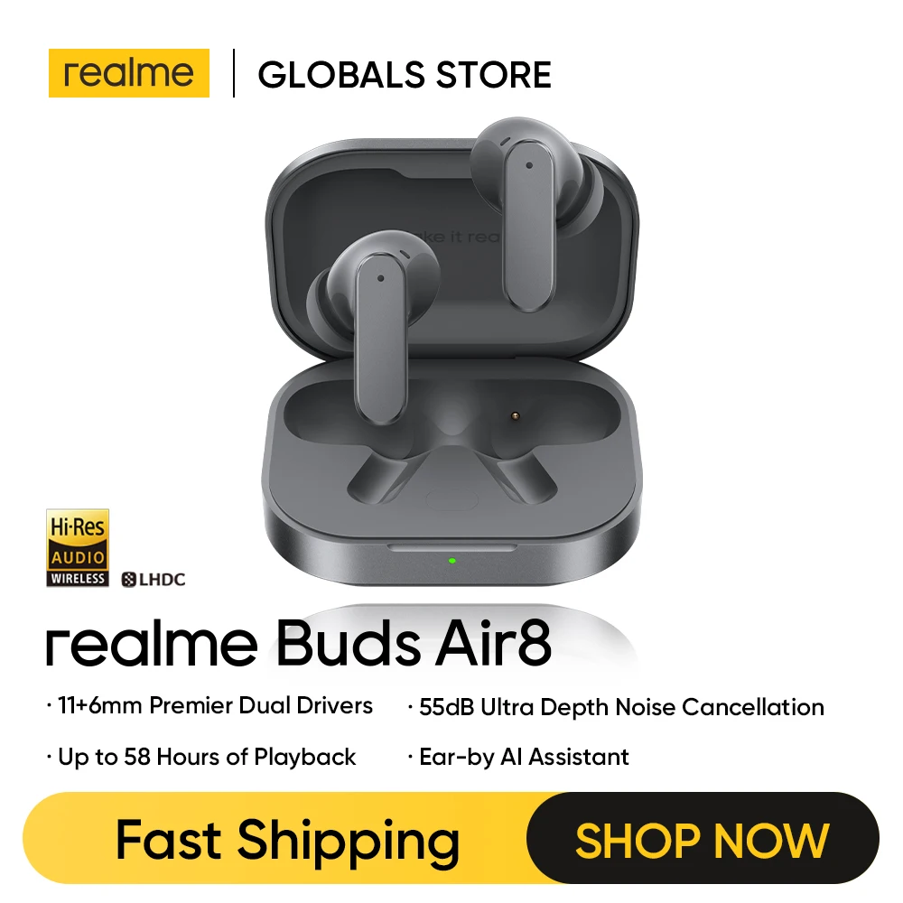 Миниатюра Беспроводные наушники realme Buds Air8 с шумоподавлением