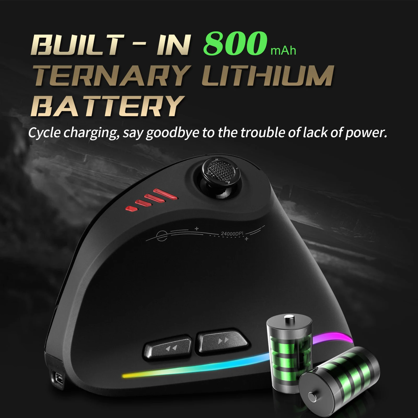 Миниатюра Вертикальная игровая мышь Zelotes F18, Bluetooth, 24000 DPI