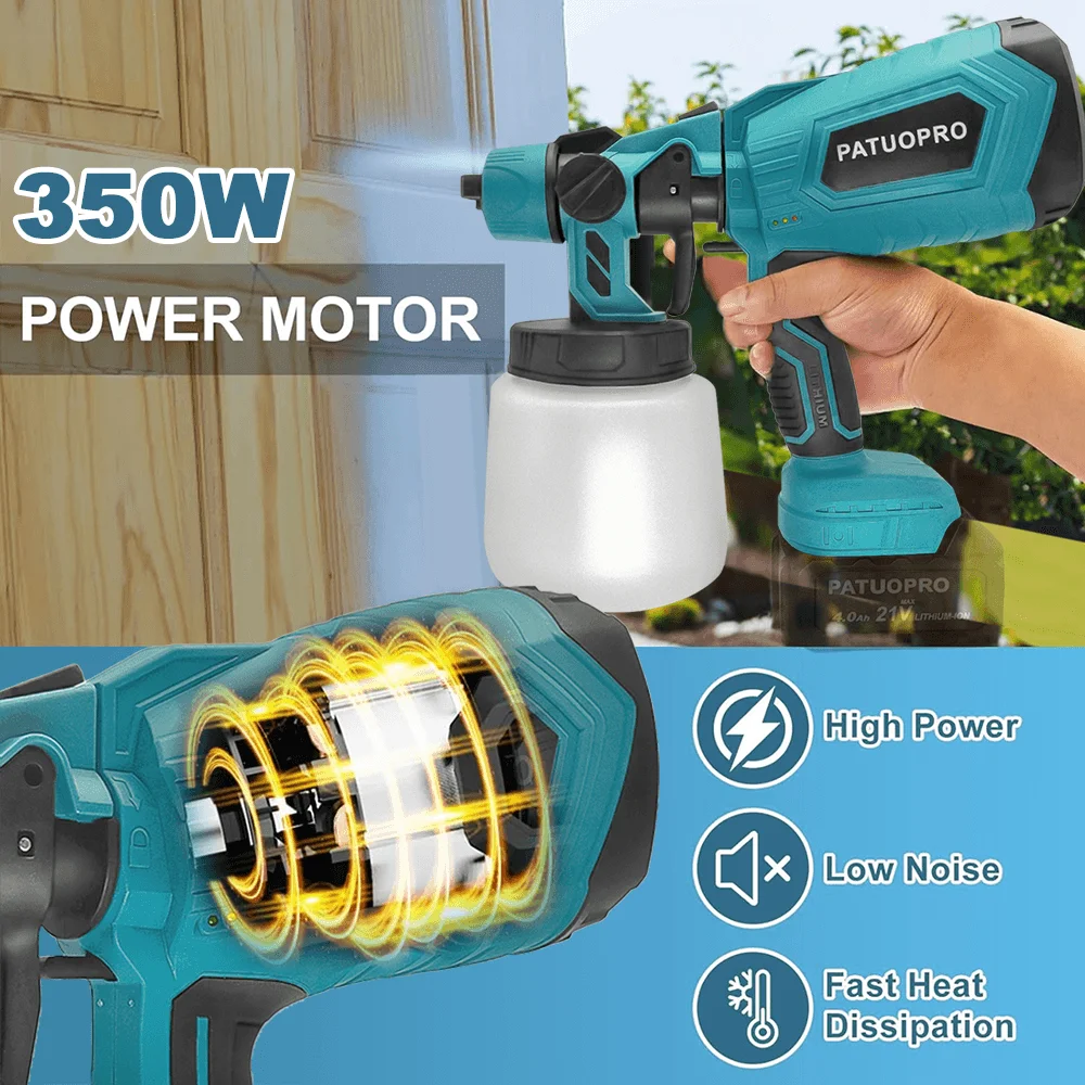 Миниатюра Беспроводной краскопульт PATUOPRO HVLP, аккумулятор 18 В
