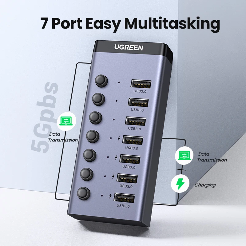Миниатюра USB-хаб UGREEN на 7 портов USB 3.0