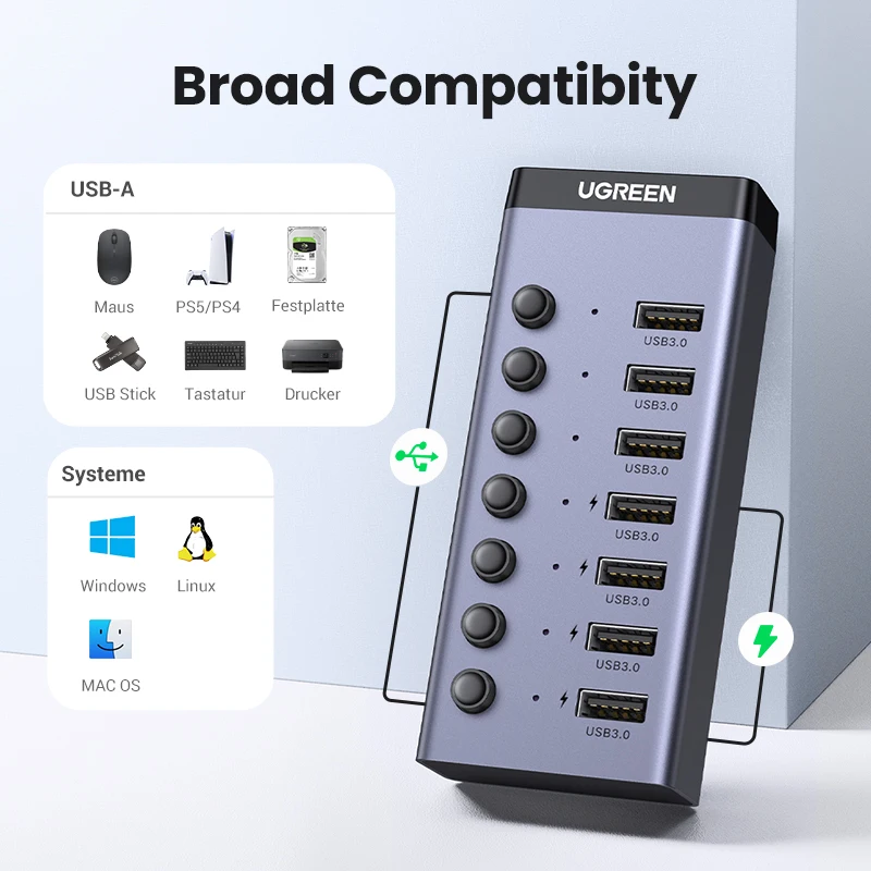 Миниатюра USB-хаб UGREEN на 7 портов USB 3.0