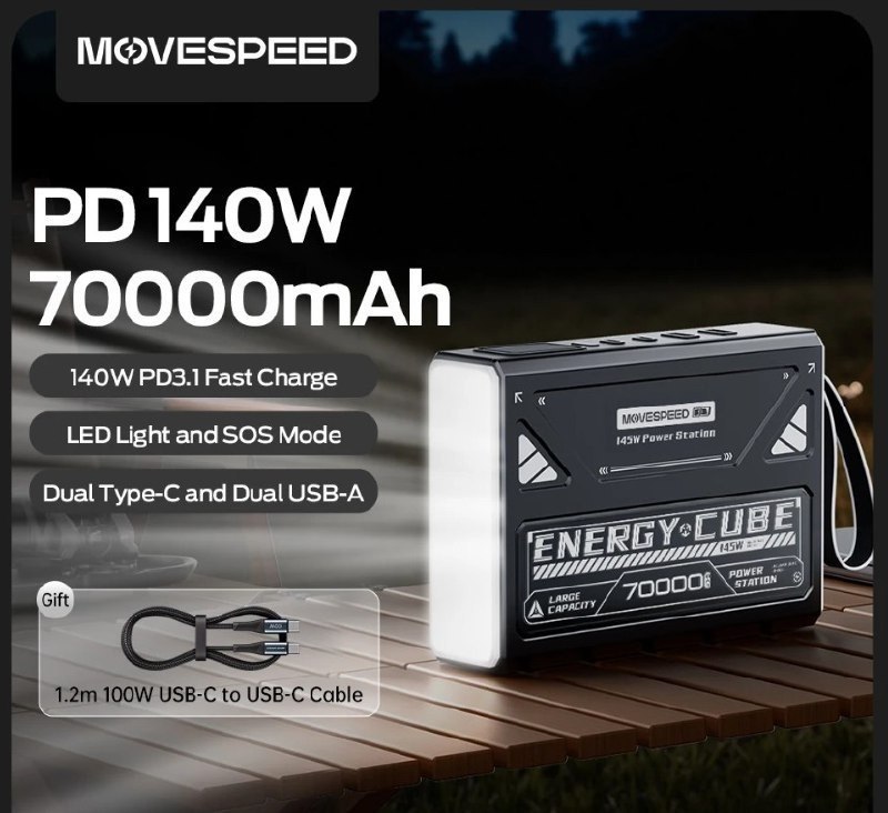 Портативный аккумулятор MOVESPEED Z70Pro, 70000 мАч, 140 Вт