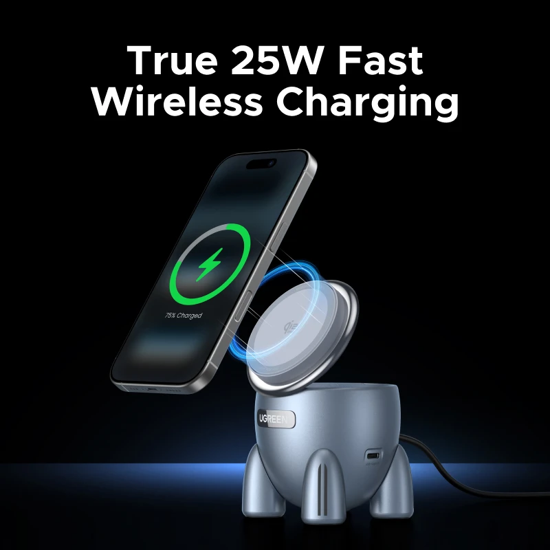 Беспроводная зарядка UGREEN MagFlow Qi2, 25 Вт