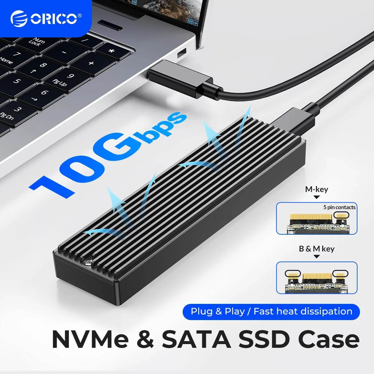 Миниатюра Корпус ORICO для SSD M.2 NVMe, USB Type-C 10 Гбит/с