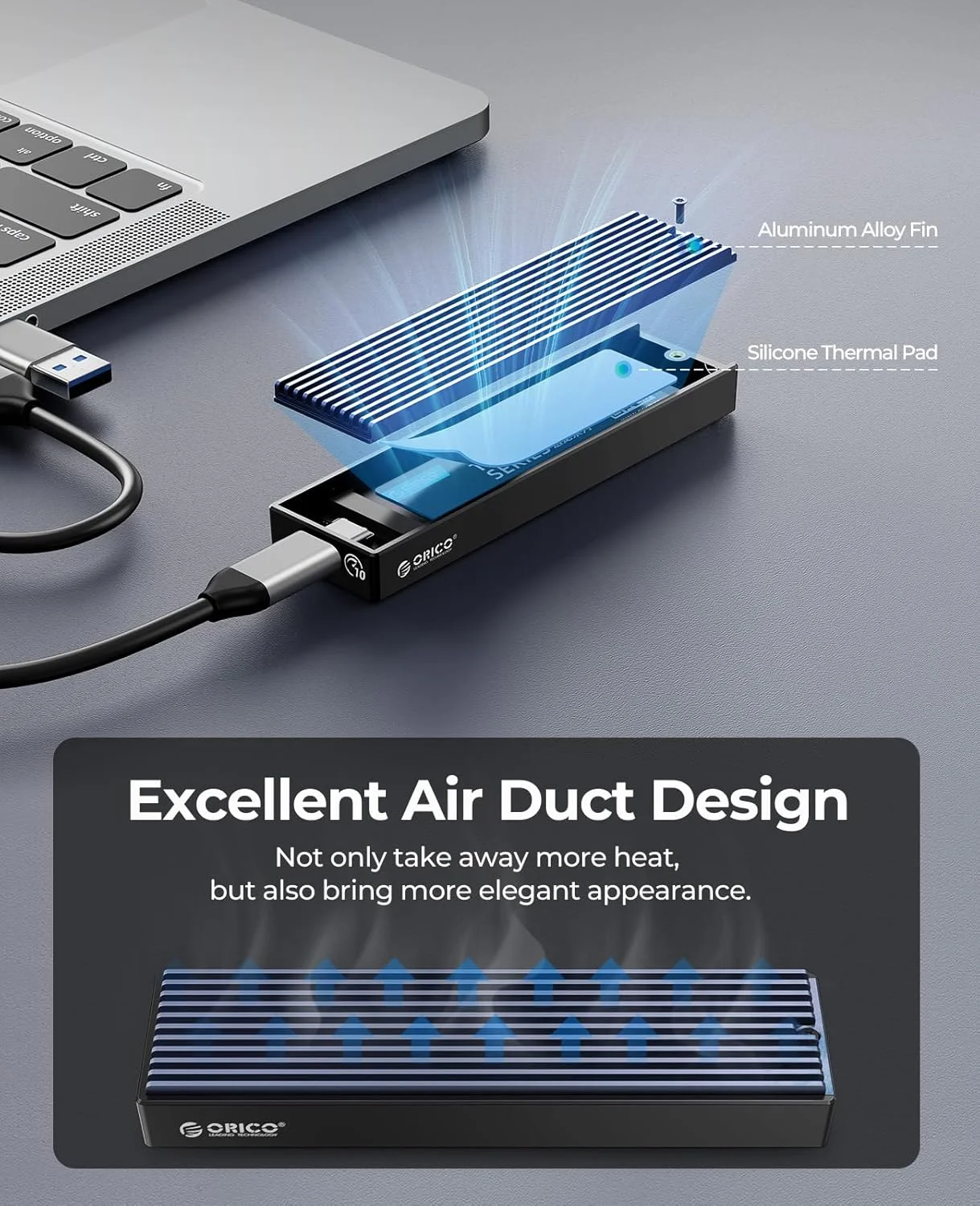 Миниатюра Корпус ORICO для SSD M.2 NVMe, USB Type-C 10 Гбит/с
