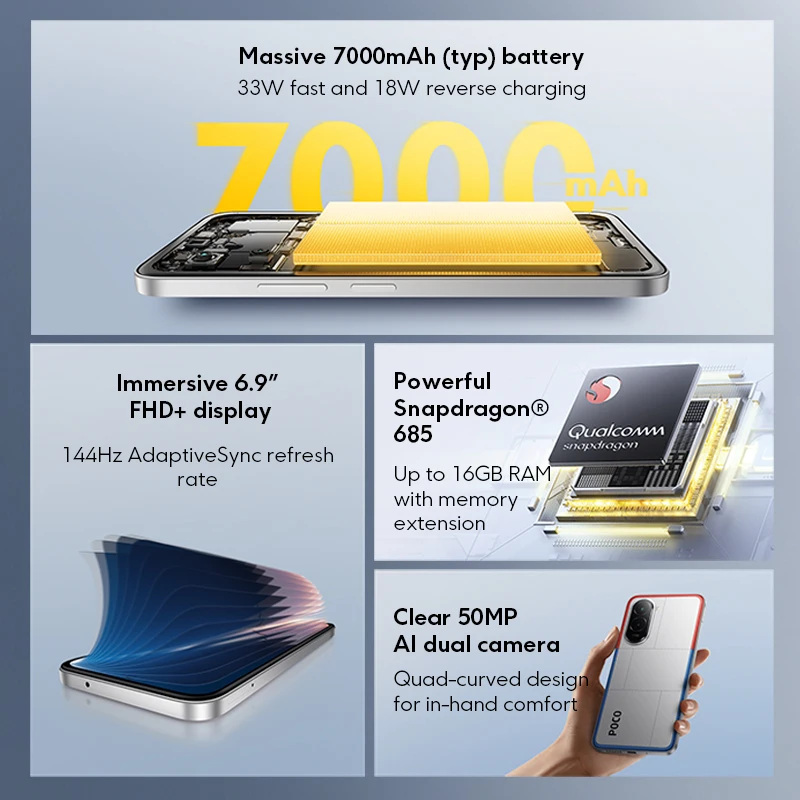 Смартфон Poco M7, глобальная версия, 6/128 или 8/256 ГБ