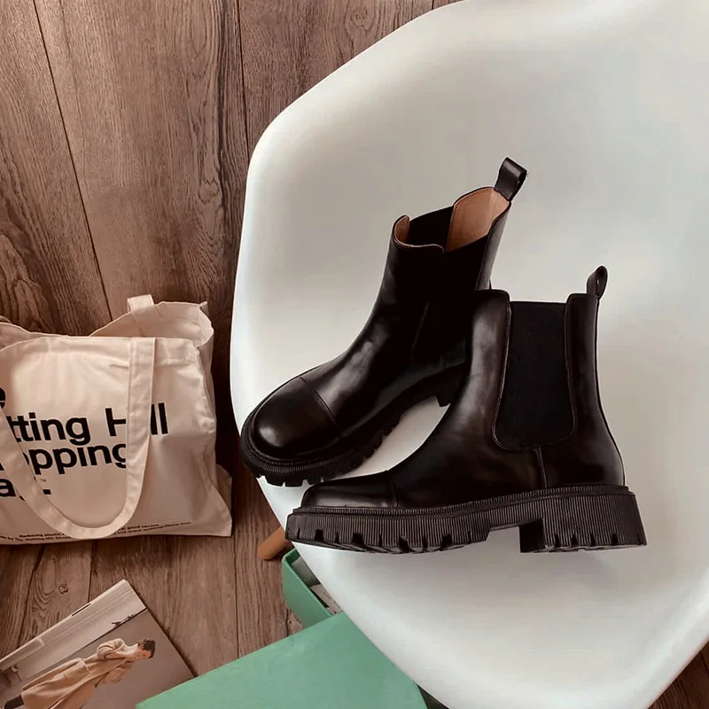 Ботильоны BeauToday из натуральной кожи, круглый носок