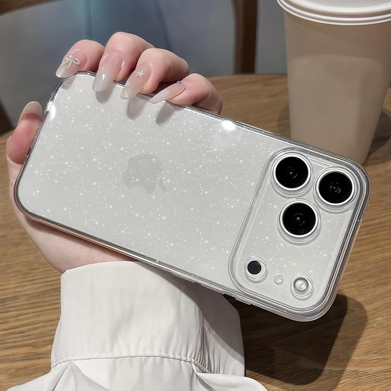 Миниатюра Чехол для iPhone 17 Pro Max и 17 Air, прозрачный с блёстками