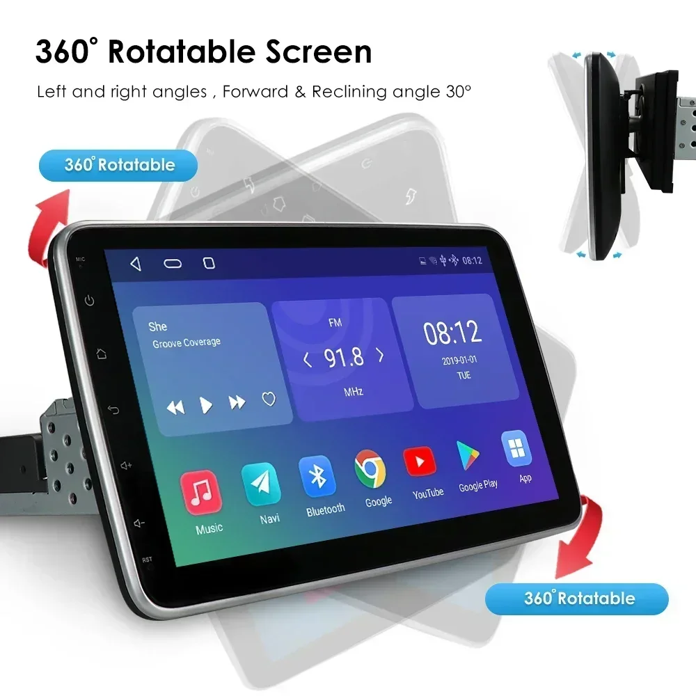 Автомагнитола 1 Din 10,1 дюйма с GPS и 4G