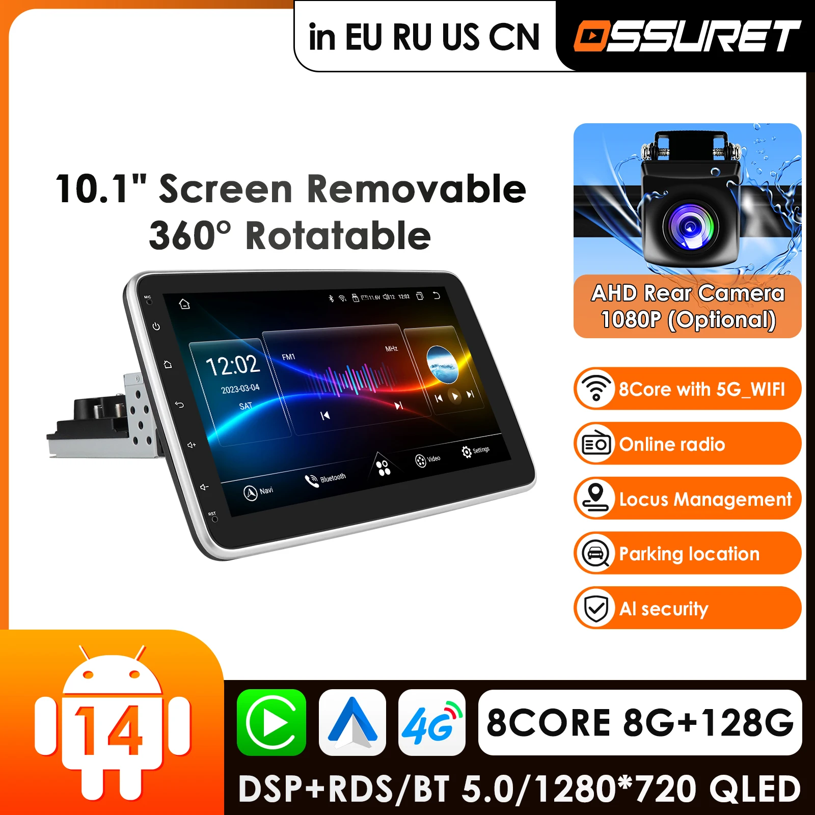 Автомагнитола 1 Din 10,1 дюйма с GPS и 4G