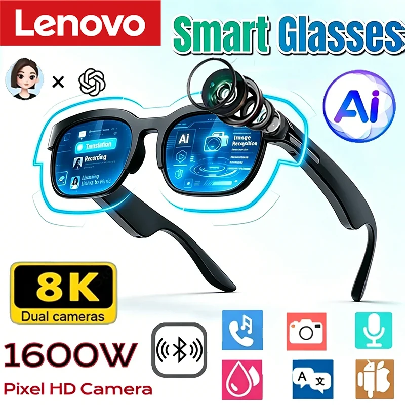 Миниатюра Умные очки Lenovo Smart Glasses с ИИ-переводом и Bluetooth