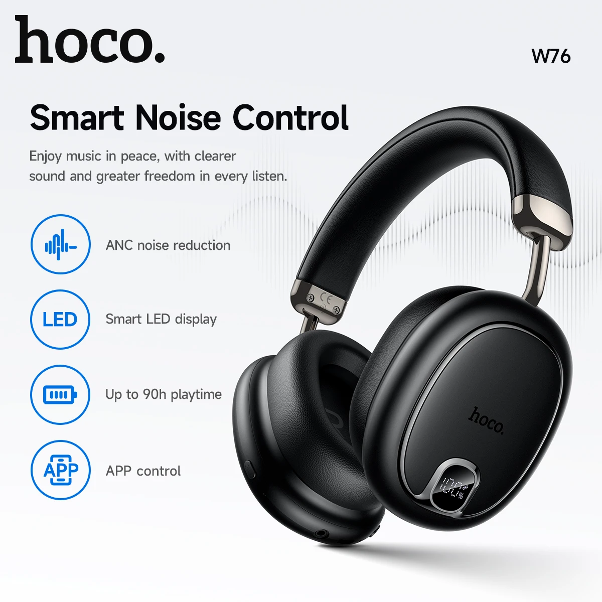 Миниатюра Беспроводные наушники HOCO W76 ANC с шумоподавлением
