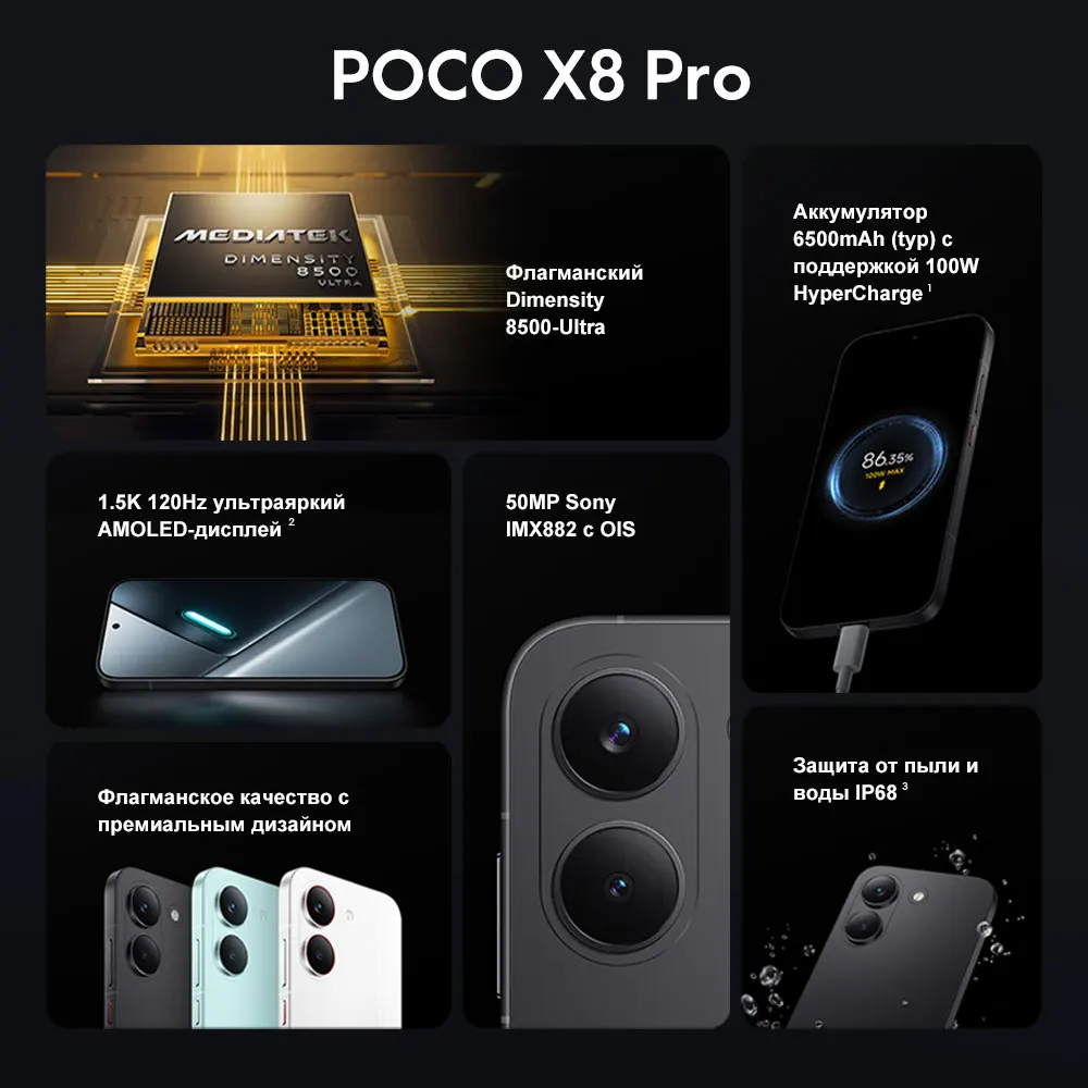 Смартфон Poco X8 Pro, 12/512 ГБ, глобальная версия