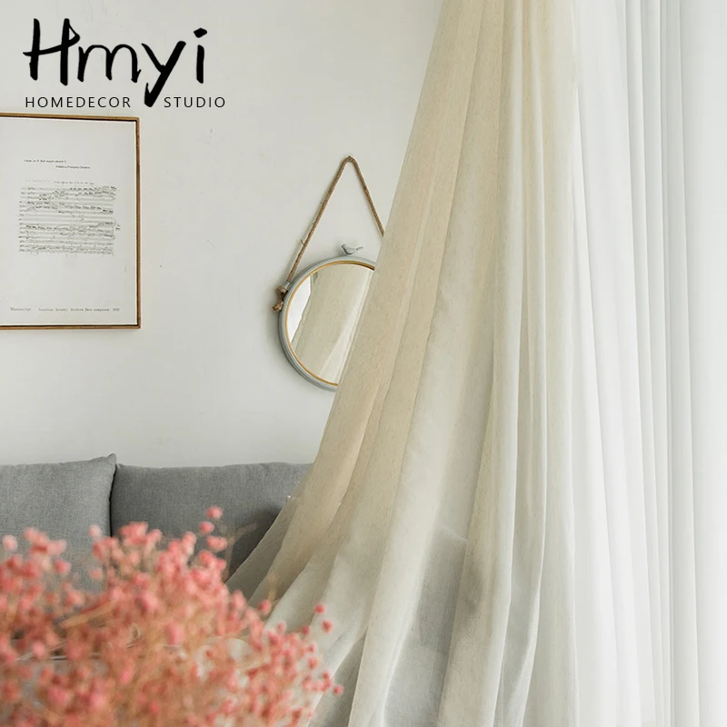 Бежевые шторы HMYI из полиэстера