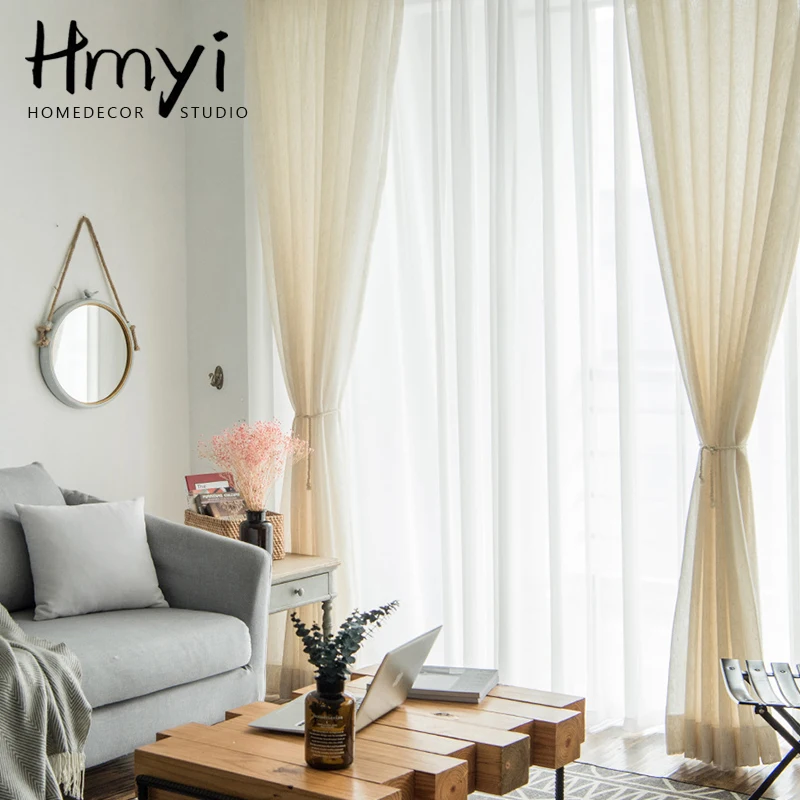 Миниатюра Бежевые шторы HMYI из полиэстера