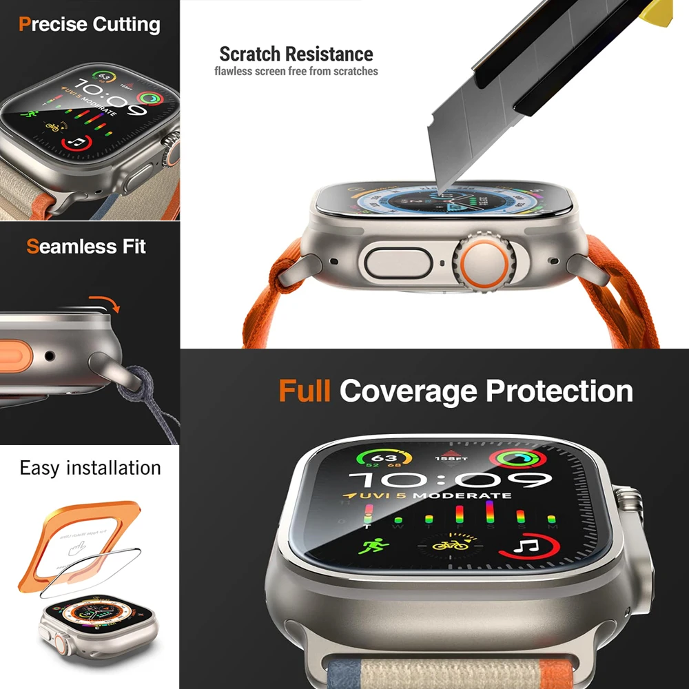 Защитное стекло Apple Watch Ultra 49 мм с установочным инструментом