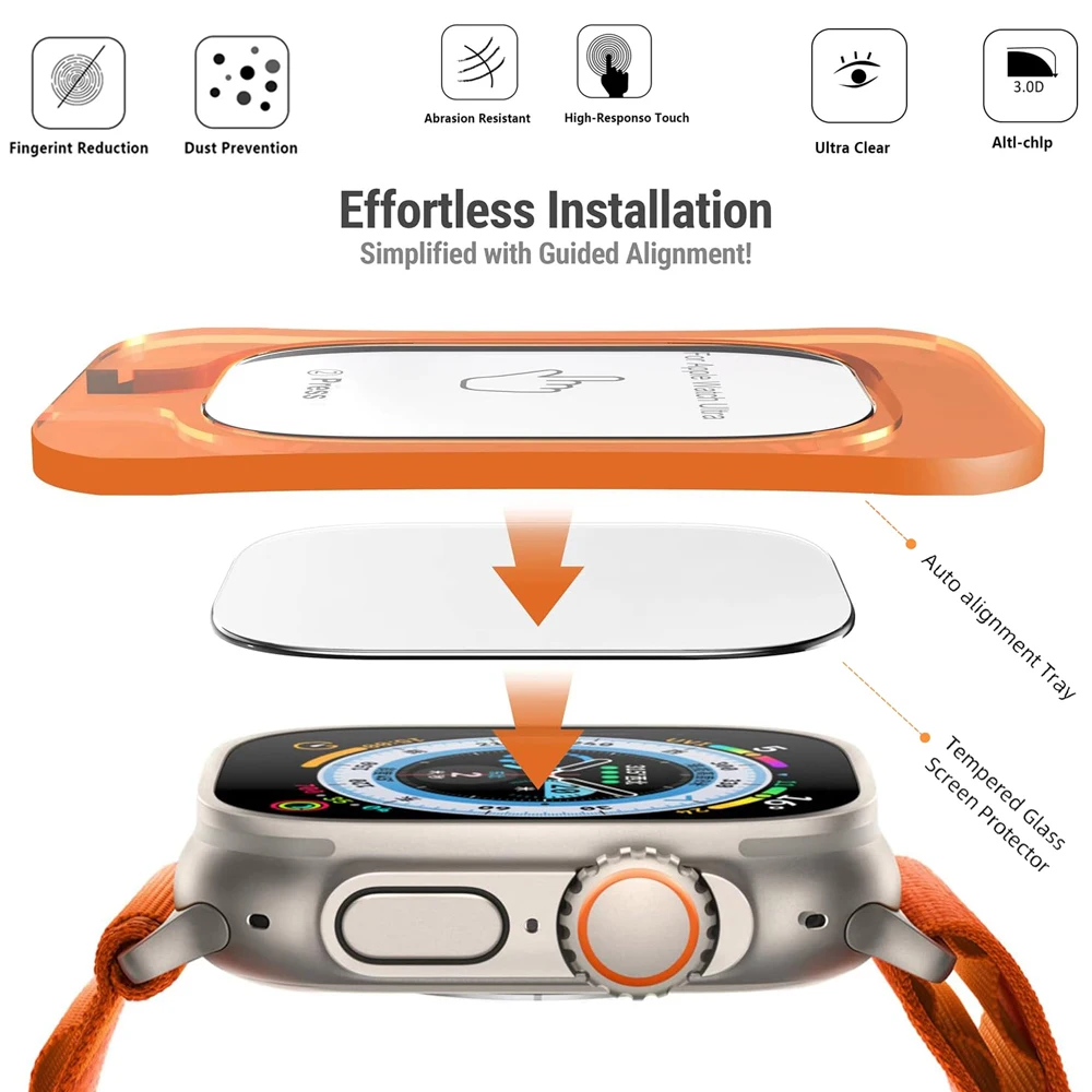 Защитное стекло Apple Watch Ultra 49 мм с установочным инструментом