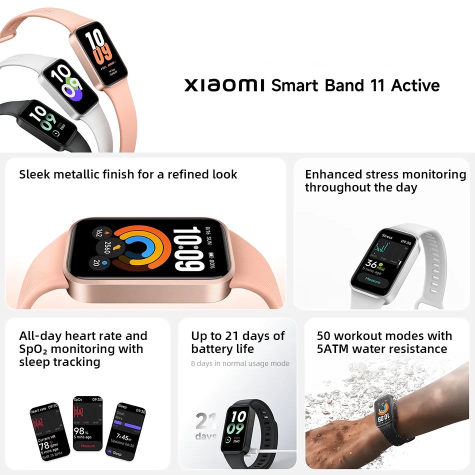 Фитнес-браслет Xiaomi Smart Band 11 Active, 1,47″, 300 мАч