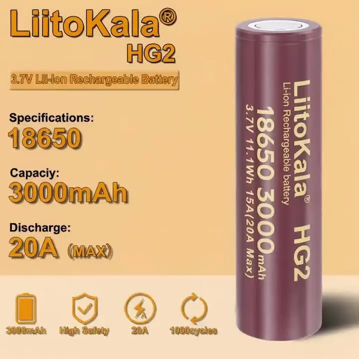 Миниатюра Аккумуляторы LiitoKala HG2 18650, 3000 мАч, 2 шт.