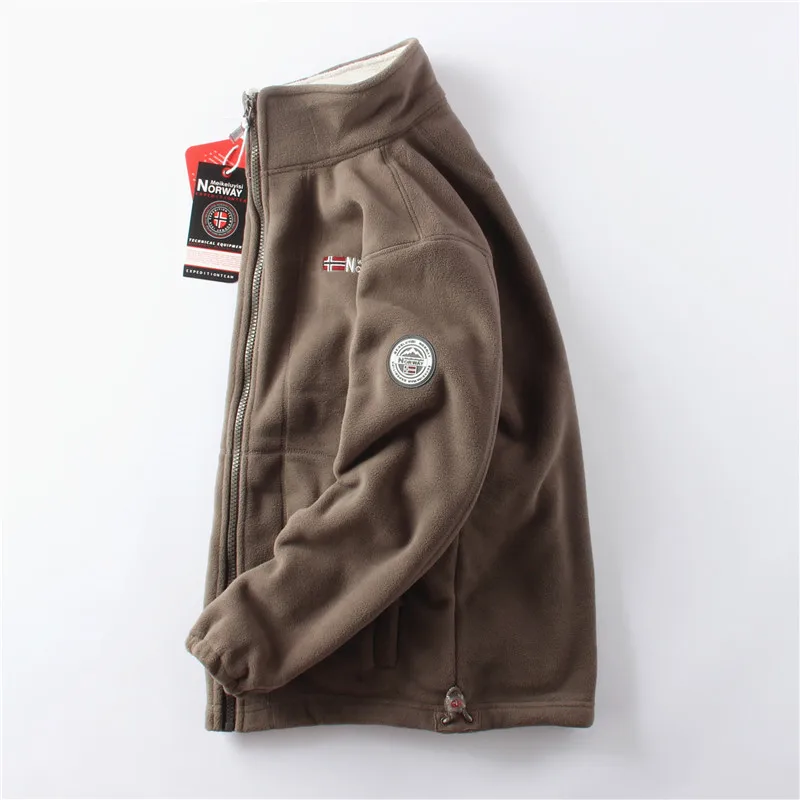 Миниатюра Мужская зимняя флисовая куртка с воротником-стойкой, большие размеры